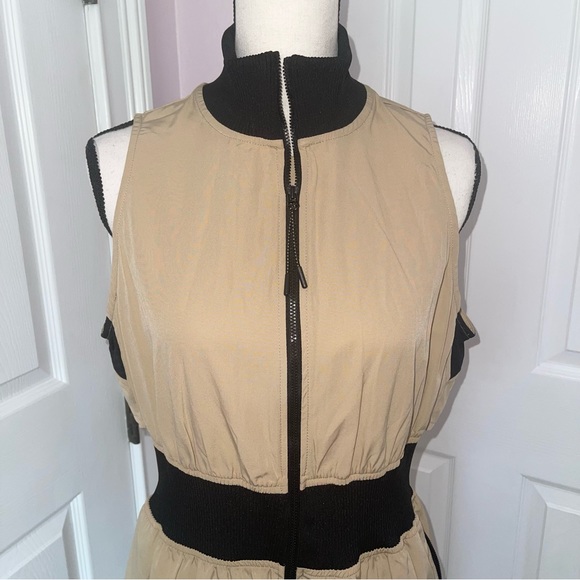 NWT GSTO beige & black safari khaki gaming midi dress, size large - Picture 3 of 14